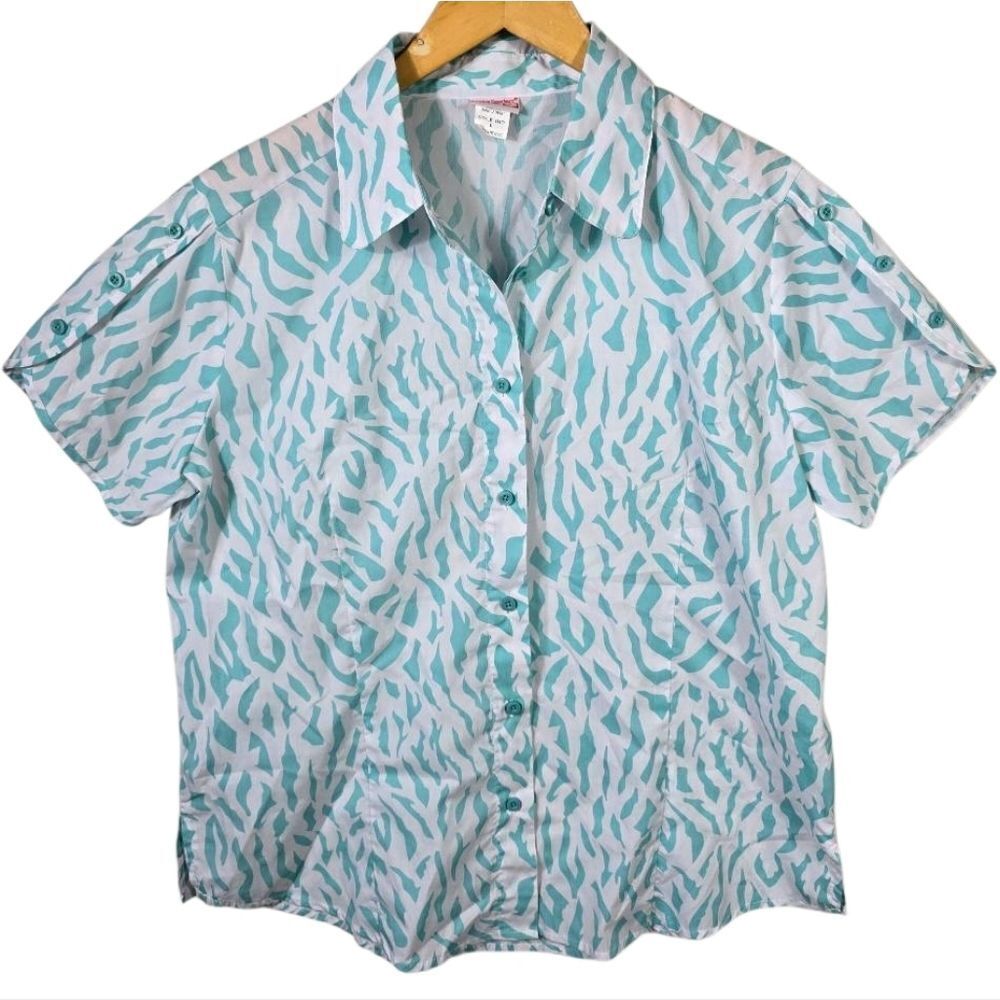 American Sweetheart Blue Animal Print Shirt Size Large